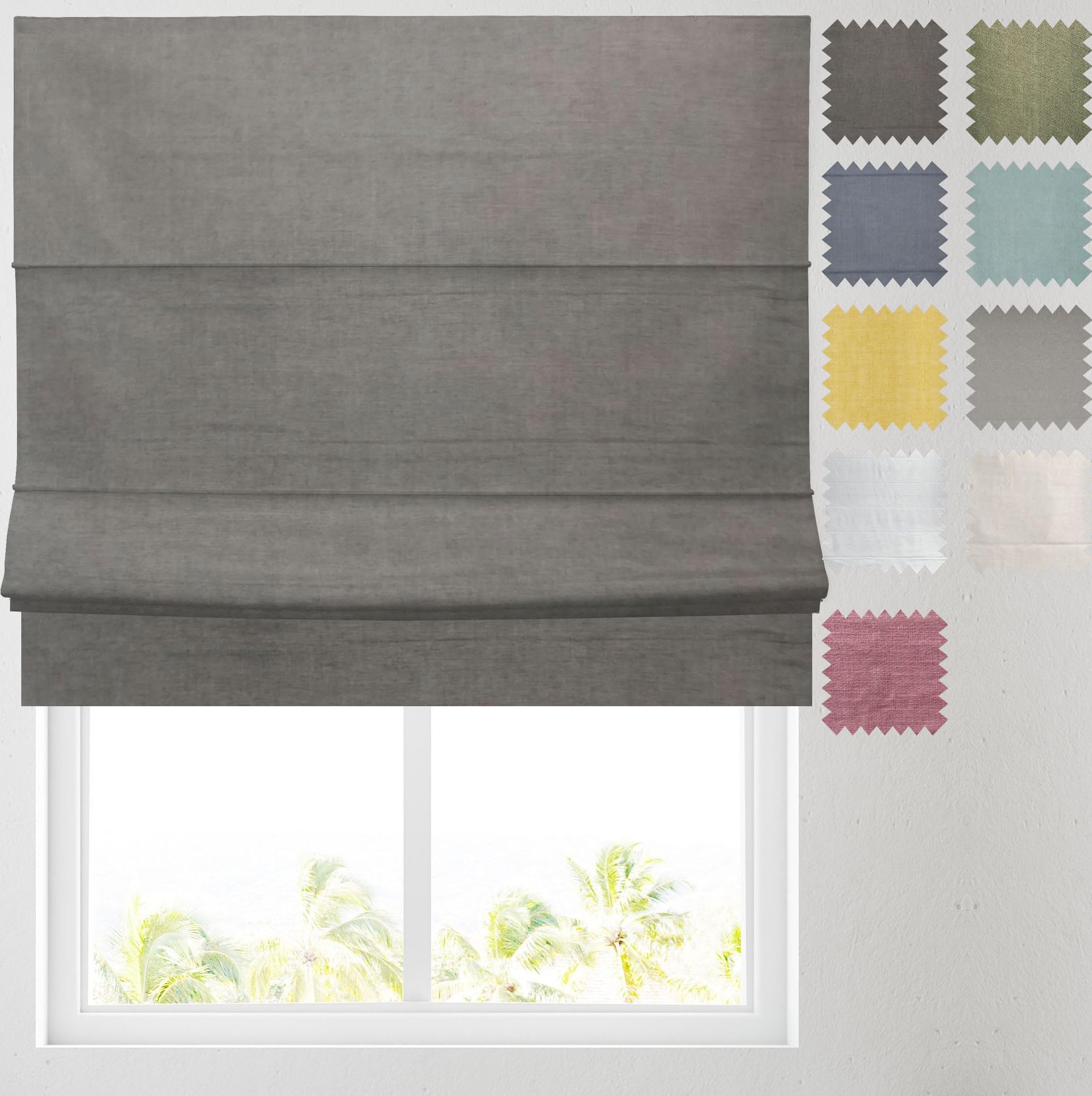 Barnes Blinds And Interiors Charcoal Barnes Blinds - Linen Look Blackout Lined Roman Blind - Choice Of Standard Or Deluxe Headrail - Choice Of Deluxe Or Standard Headrail - Durable Fittings Easy Fit ( 4Ft (122Cm))