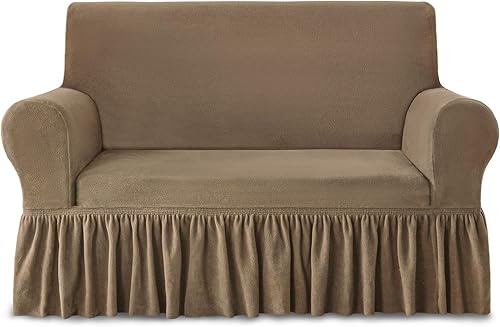 Miniatura 26 de NICEEC Funda para Sillón de Felpa Gruesa de 1 Pieza Cálida Color Rojo Vino Funda Elástica Mullida para Sillón Fundas para Sofá para Sala de Estar