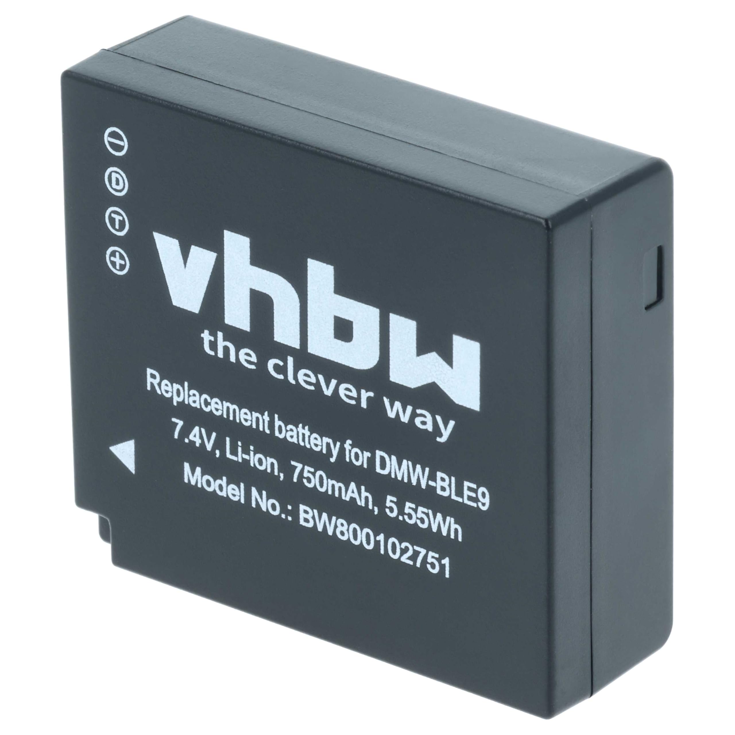 vhbw 3x batteria compatibile con Panasonic Lumix DMC-LX100S, DMC-LX100K, DMC-S6K, DMC-S6, DMC-GX9, DMC-TX1 fotocamera (750mAh, 7,2V, Li-Ion)