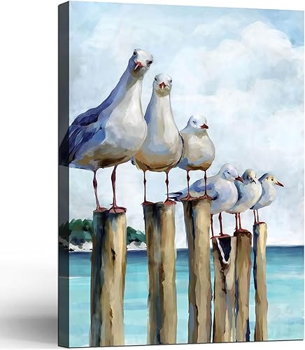 Miniatura 19 de 2 lienzos enmarcados para pared, impresiones artísticas de gaviotas volando sobre olas del océano, póster de pintura náutica costera, galería, para