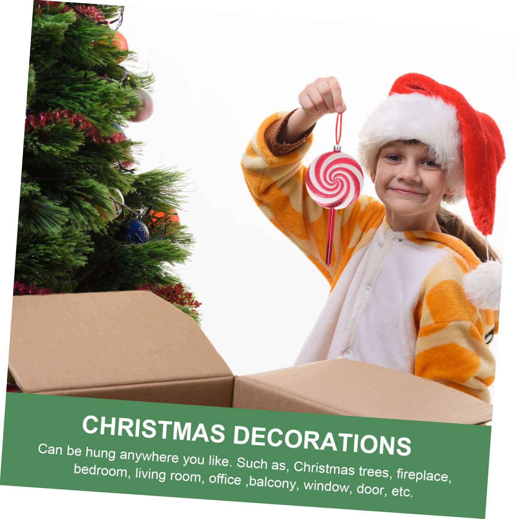 TOPBATHY 12 Pz Decorazioni Di Caramelle Natalizie Finti Bastoncini Di Zucchero Appesi Caramelle Appese Di Natale Ciondolo Lecca-lecca Albero Di Natale Ornamento Di Caramelle Rosso Plastica