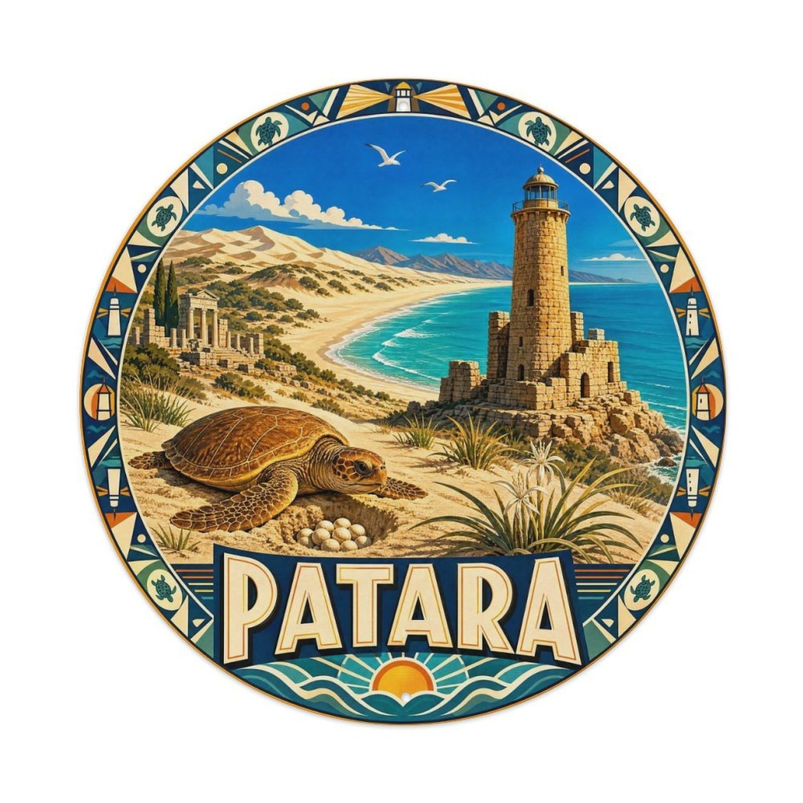 Mugla Patara Beach Lighthouse Turkey Nature Color Block Metal Tin Sign