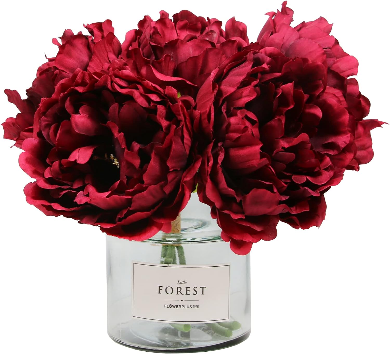 Tinsow Artificial Peony for Fall Home Decoration, 5 Pcs Red Faux Peonies for Halloween Decoration, Silk Flowers Bouquet,(10, Maroon) - Image 2