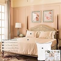 Vista 6 de PROMEED Juego de funda de edredón 100% seda de morera, 3 piezas, tamaño Queen, juego de ropa de cama real de seda de grado 6A 23 momme con funda