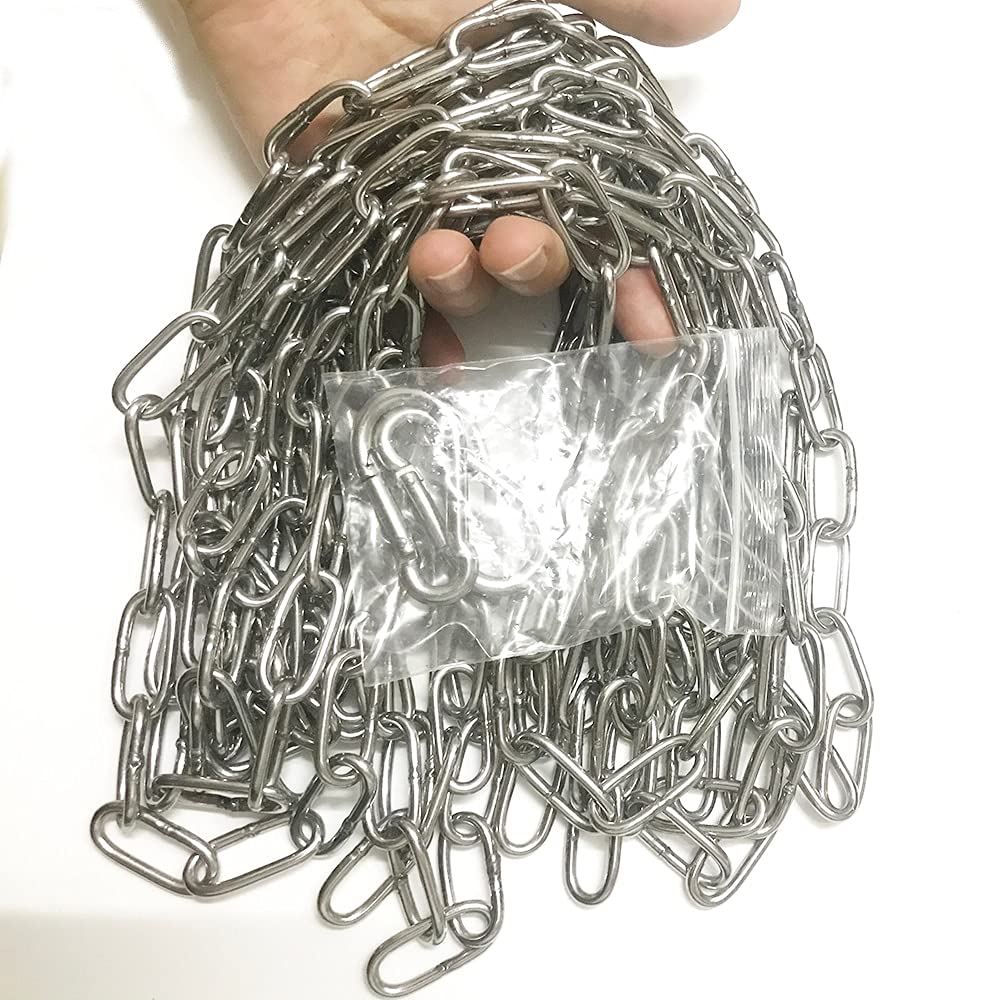 Davitu Wires & Cables - 3mm 304 stainless steel chain 1m 2m 4m 5m 6m 7m 8m 9m 10m Lengthen outdoor iron balcony clothes chain dog chain - (Length: 3m, Specification: 3mm)