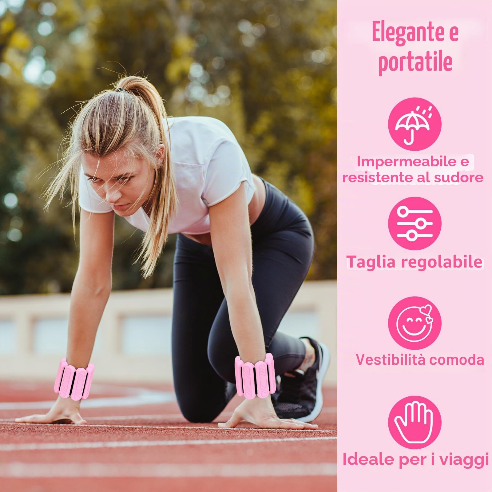 Set di 2 pesi da polso regolabili, per piedi o polso in movimento, jogging, yoga, aerobica, pilates, fitness