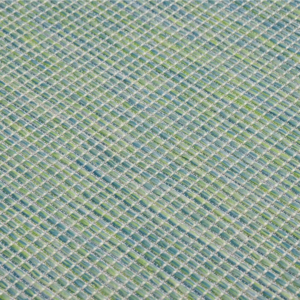 Tappeto per esterni, tessuto piatto, 100 x 200 cm, turchese, resistente alle intemperie, ai raggi UV, durevole, facile da pulire, per balcone, terrazza, pavimento esterno