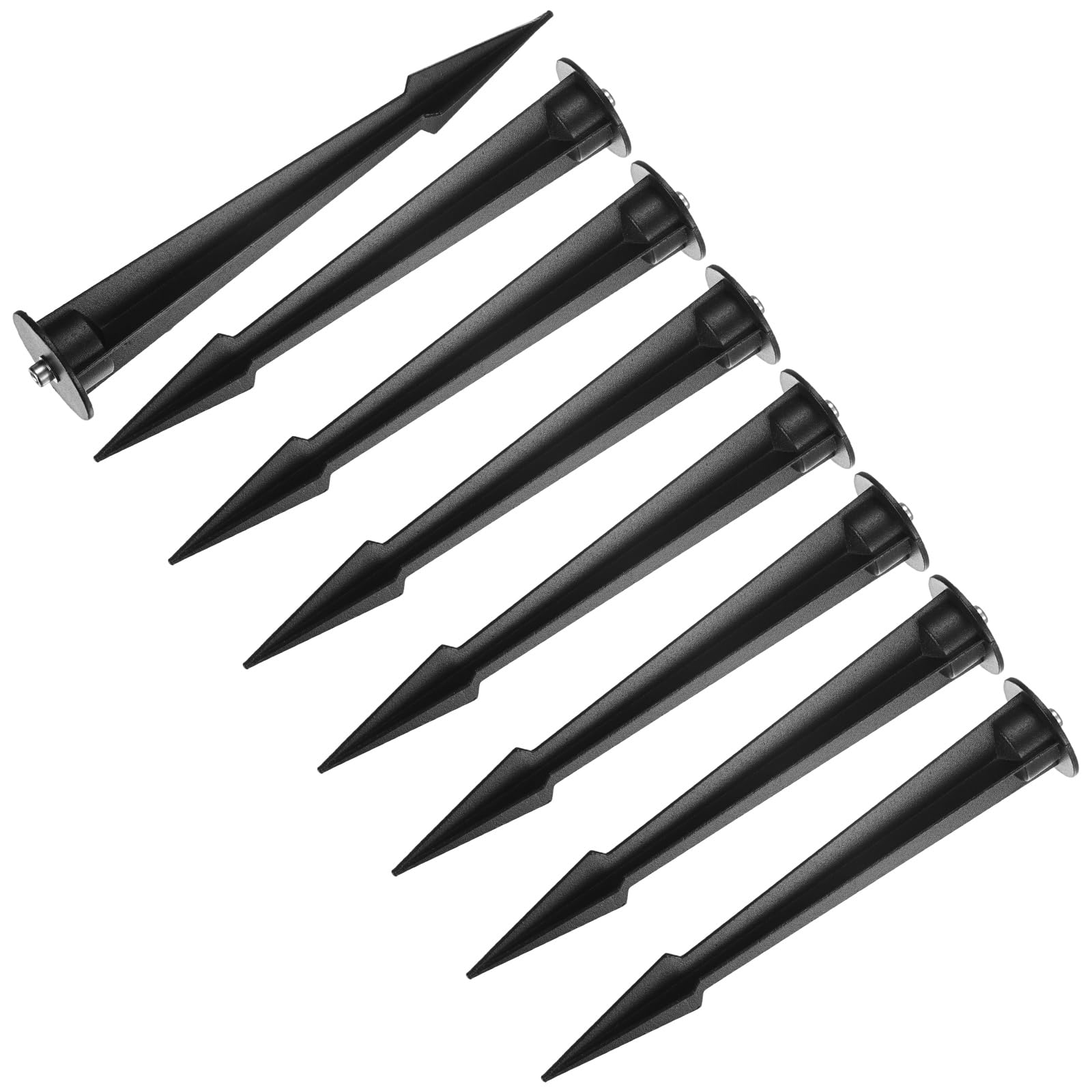 M METERXITY 8-Pack Metal Flood Light Ground Stake, 1.7" Diameter x 8.3" Height Outdoor Light Stakes Replacement for Landscape/Garden/Yard/Lawn/Pathway [Black]