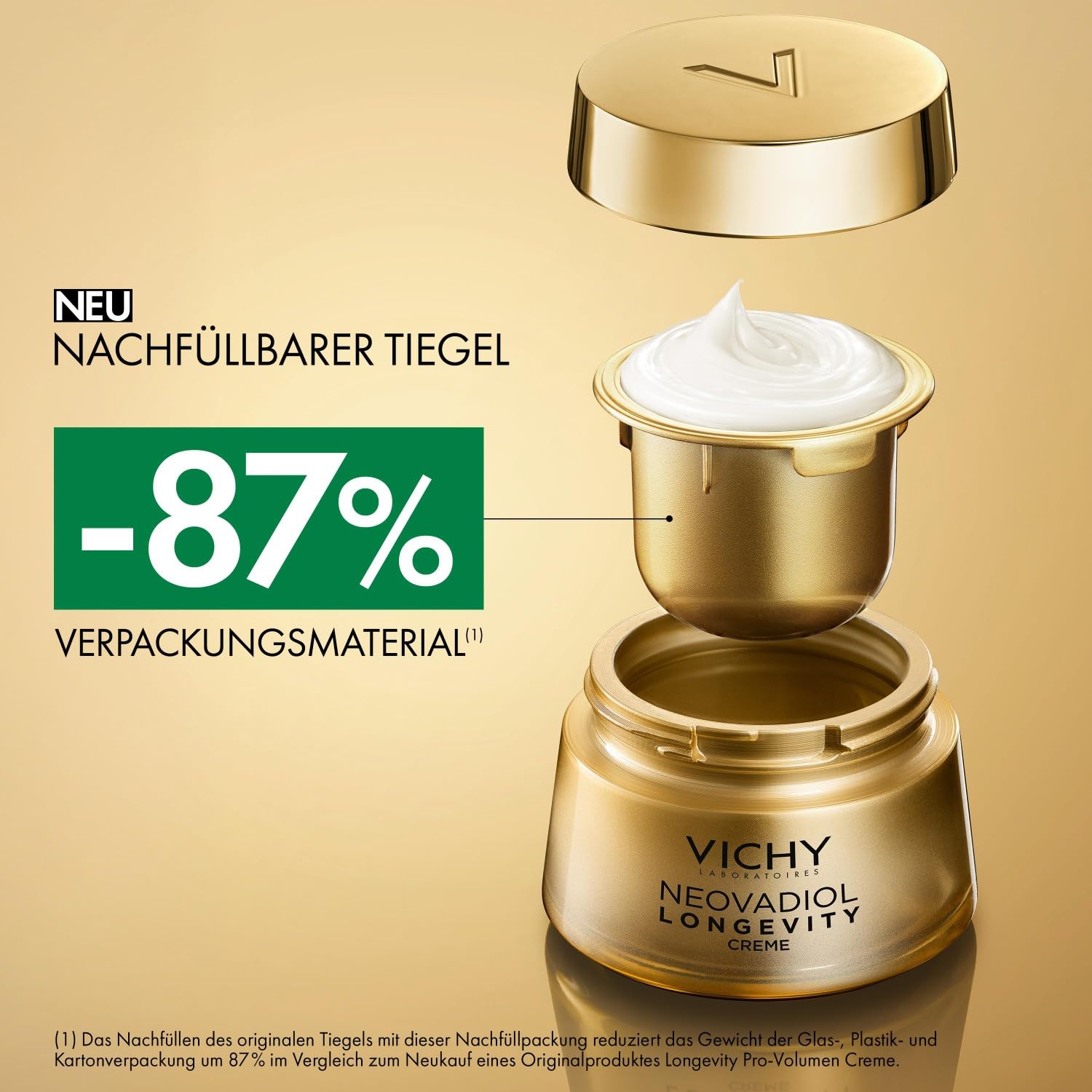 Vichy, Neovadiol, Longevity, Crème Revolumisante, Soin Visage, Action Anti-Âge et Régénératrice, Hydrate et Raffermit, Peaux Matures, Rechargeable