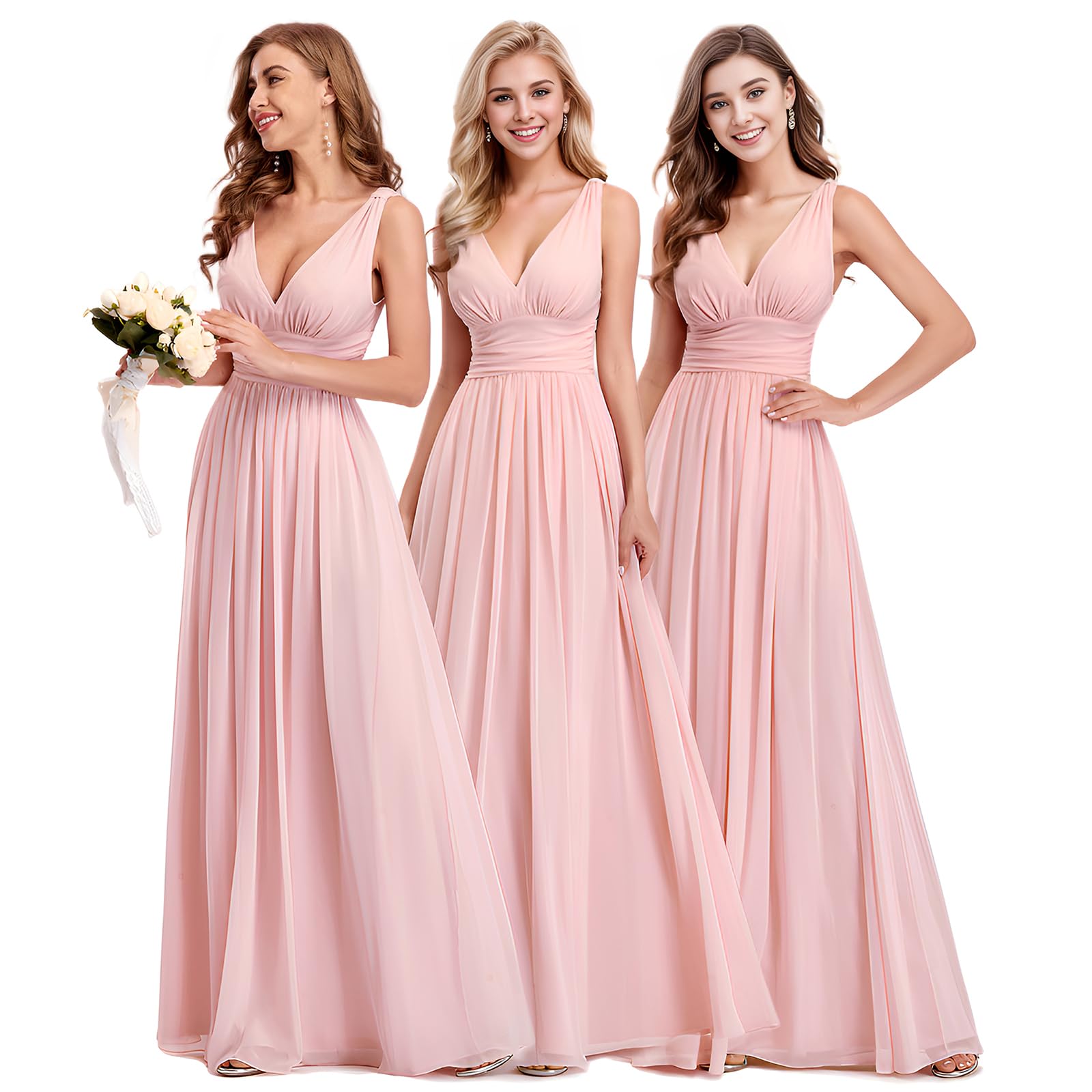 Ever-Pretty A-línea Largo Vestido de Fiesta Corte Imperio Cuello en V sin Mangas para Mujer 09016