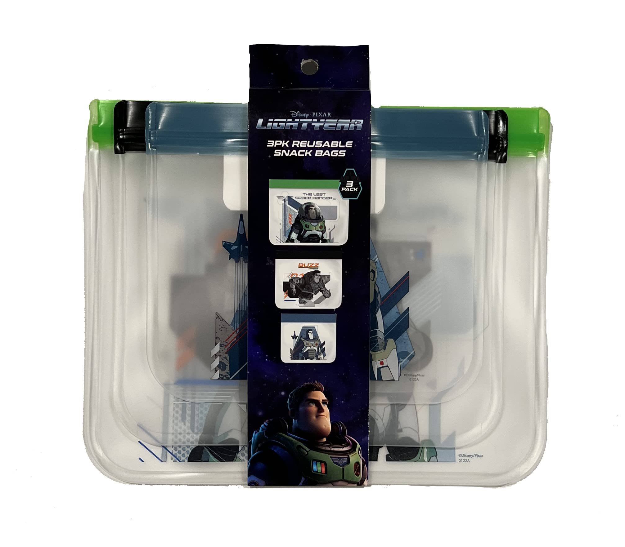 Kids | Travel | Home, 3-Pack, Kids Movie Character, Thick | Leak Proof, Food Storge | Snack Reusable Zipper Bags (Lightyear)