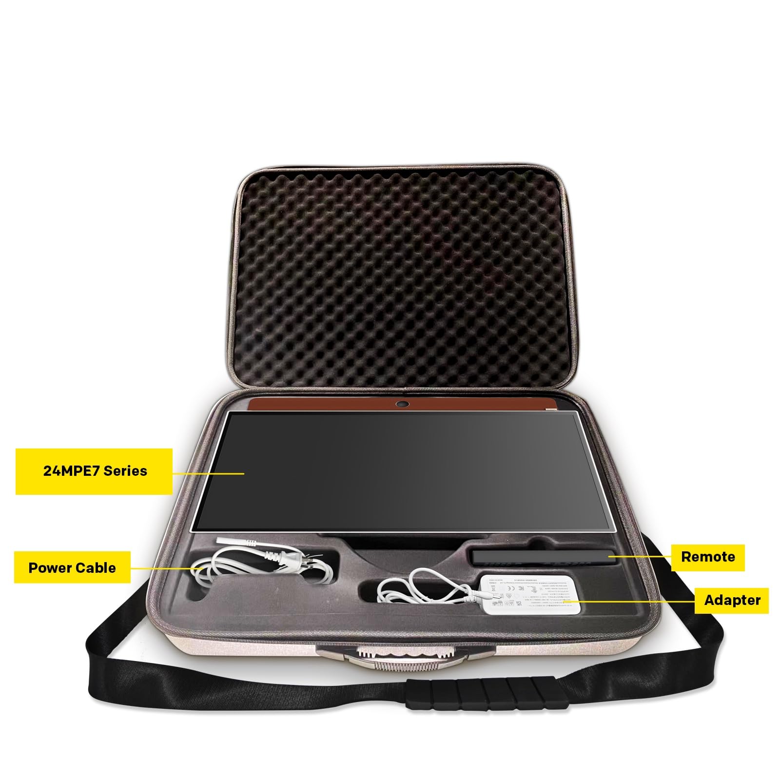 Metz Borsa da Viaggio Porta Monitor Portatile o Tv Portatile da 24 Pollici, Compatibile con Serie MPE7, con Tracolla Regolabile e Removibile, Zip, Tasche per Cavi, Organiser, Grigio