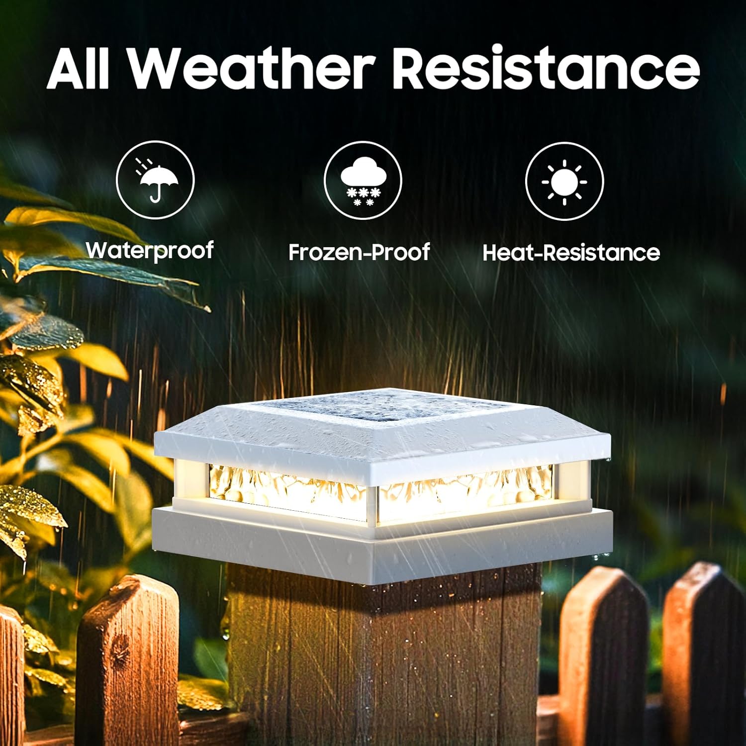 Bosceos Solar Post Cap Lights 6-Pack, 2 Modes 16LEDs Bright Solar Post Lights Outdoor Waterproof, Fence Posts Cap Light, Deck Light for 4x4 4.5x4.5 5x5 Posts for Patio Garden Decor, White