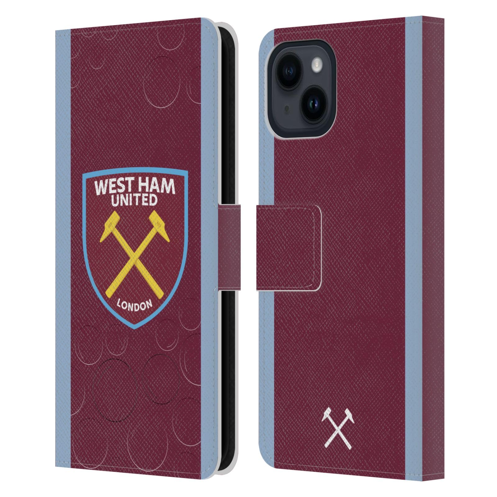 Head Case Designs Officially Licensed West Ham United FC Home 2023/24 Crest Kit Leather Book Wallet Case Cover Compatible With Apple iPhone 15 โ image 1