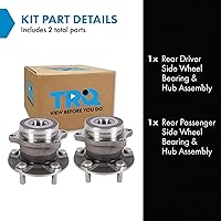 Vista 828 de TRQ Juego de 2 rodamientos de rueda trasera y conjunto de cubo con sensor ABS compatible con Ford Transit Connect 2014-2018
