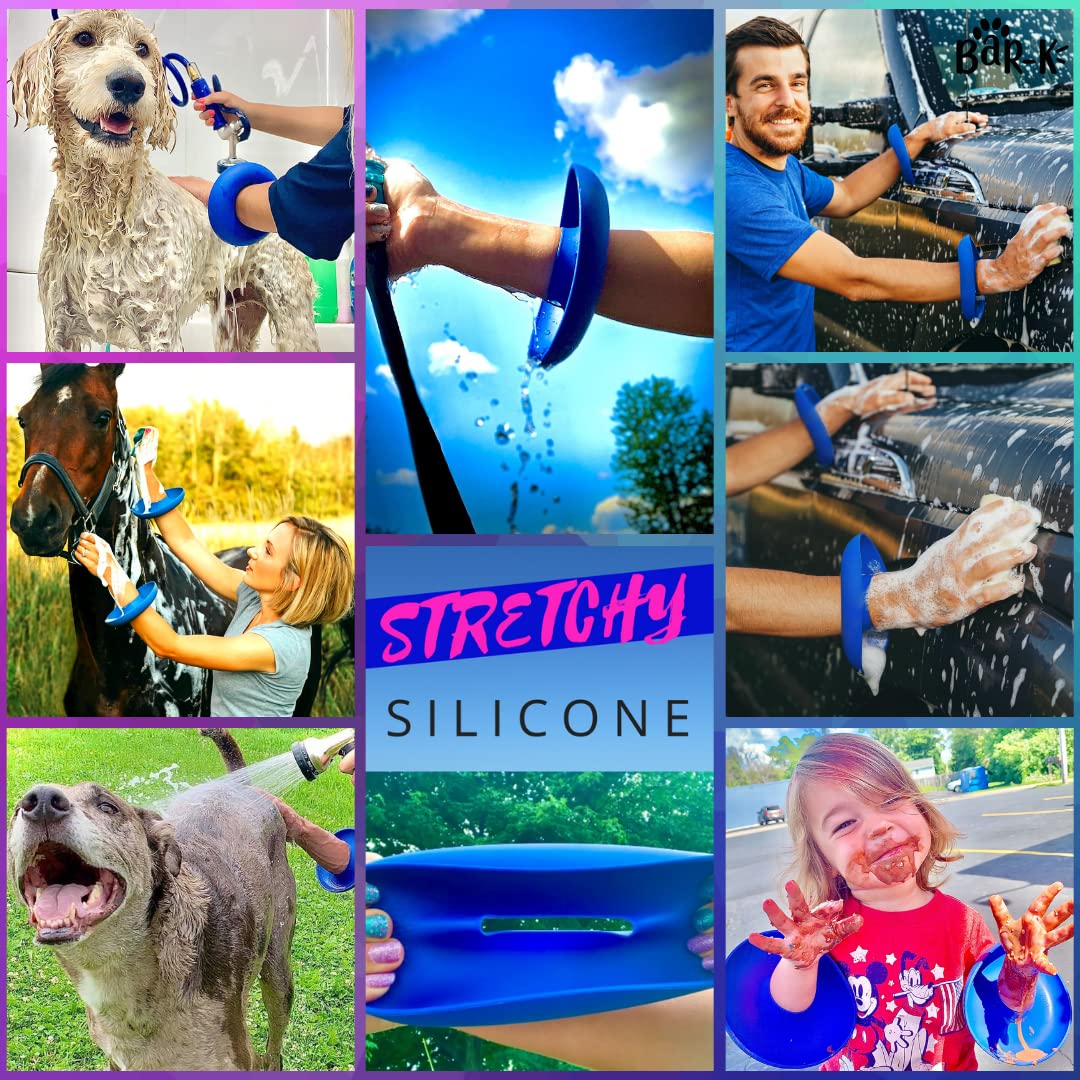 BaR-K Drip Catcher Cuffs - Pet Bathing Tool for Dog Shower and Dog Bathtub - Dog Bathing Station Grooming Supplies and Horse Supplies for Horse Grooming Kit - Protective Dog Washing Tool - Blue 2 Set - image 2