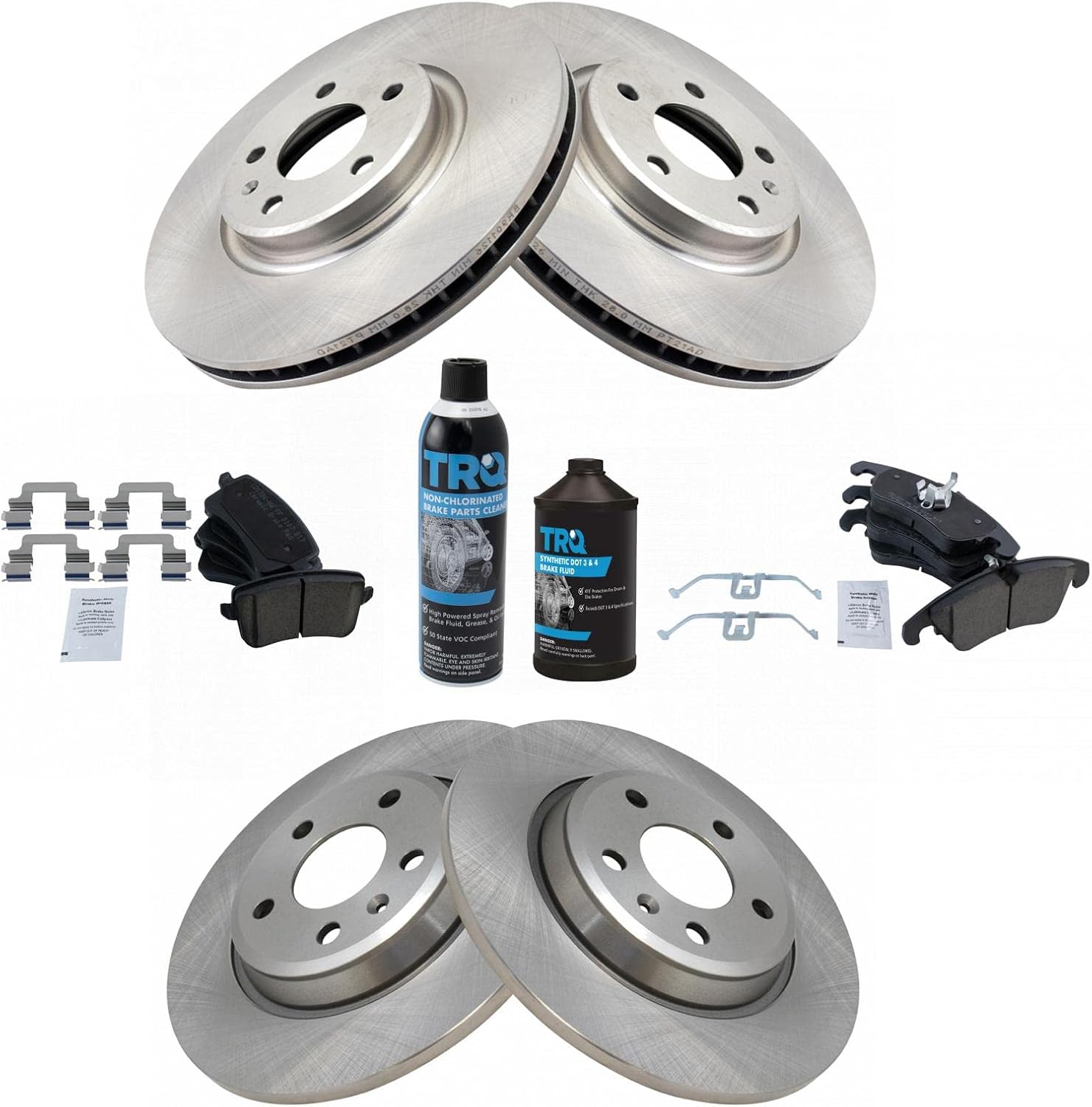 TRQ Front & Rear Brake Pad & Rotor Kit Ceramic Compatible with 2012-2016 Audi A4 A4 Quattro 2012-2014 A5 2012-2017 A5 Quattro 2013-2016 allroad 2011-2012 Q5 2012 S5