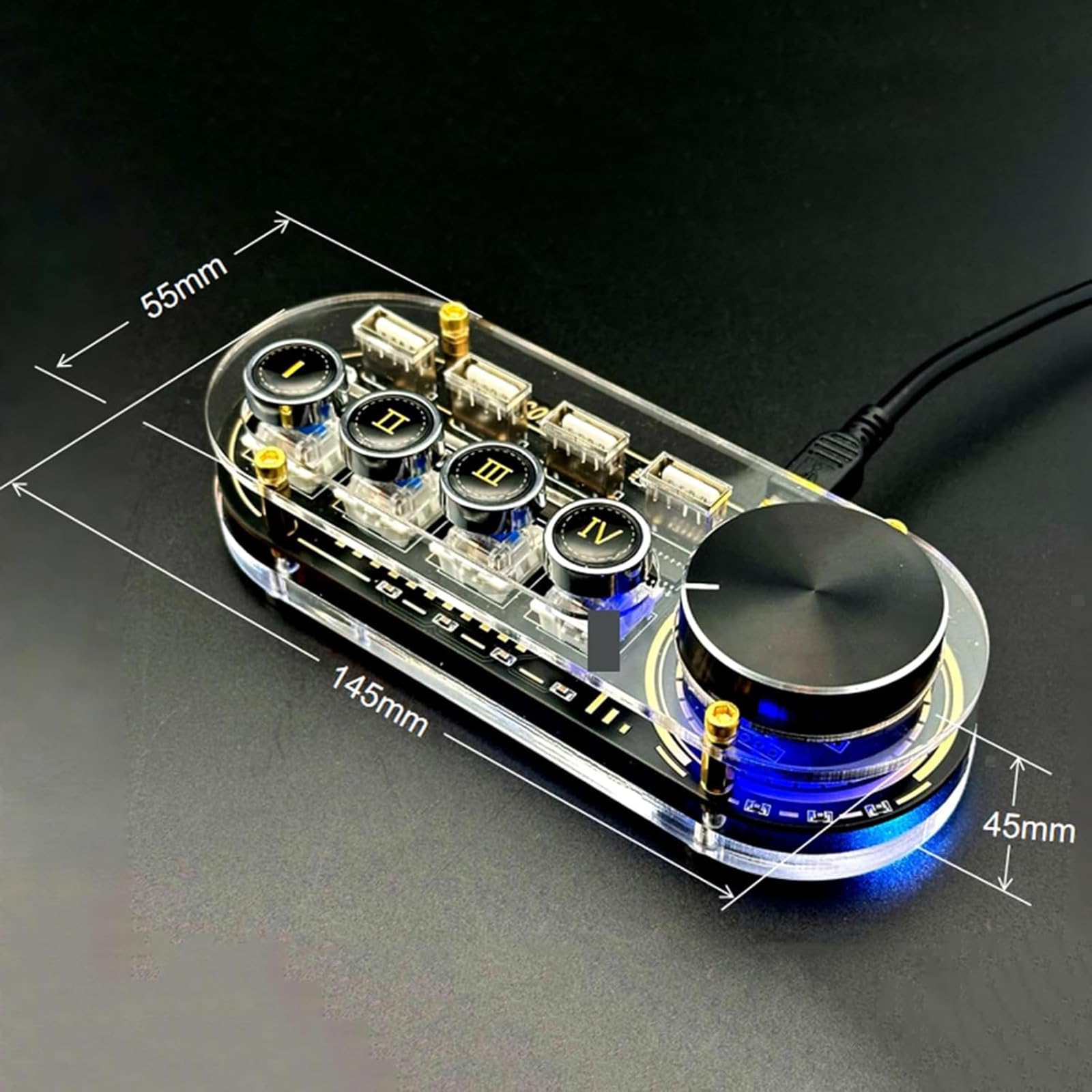 Docking Station USB, Hub USB Multifunzione Con Manopola Per Il Controllo Del Volume, 24 Tipi Di Luci RGB, 3 Porte USB 2.0 Per La Trasmissione Dati E 1 Porta USB 2.0 Per L'alimentazione, Per Tablet