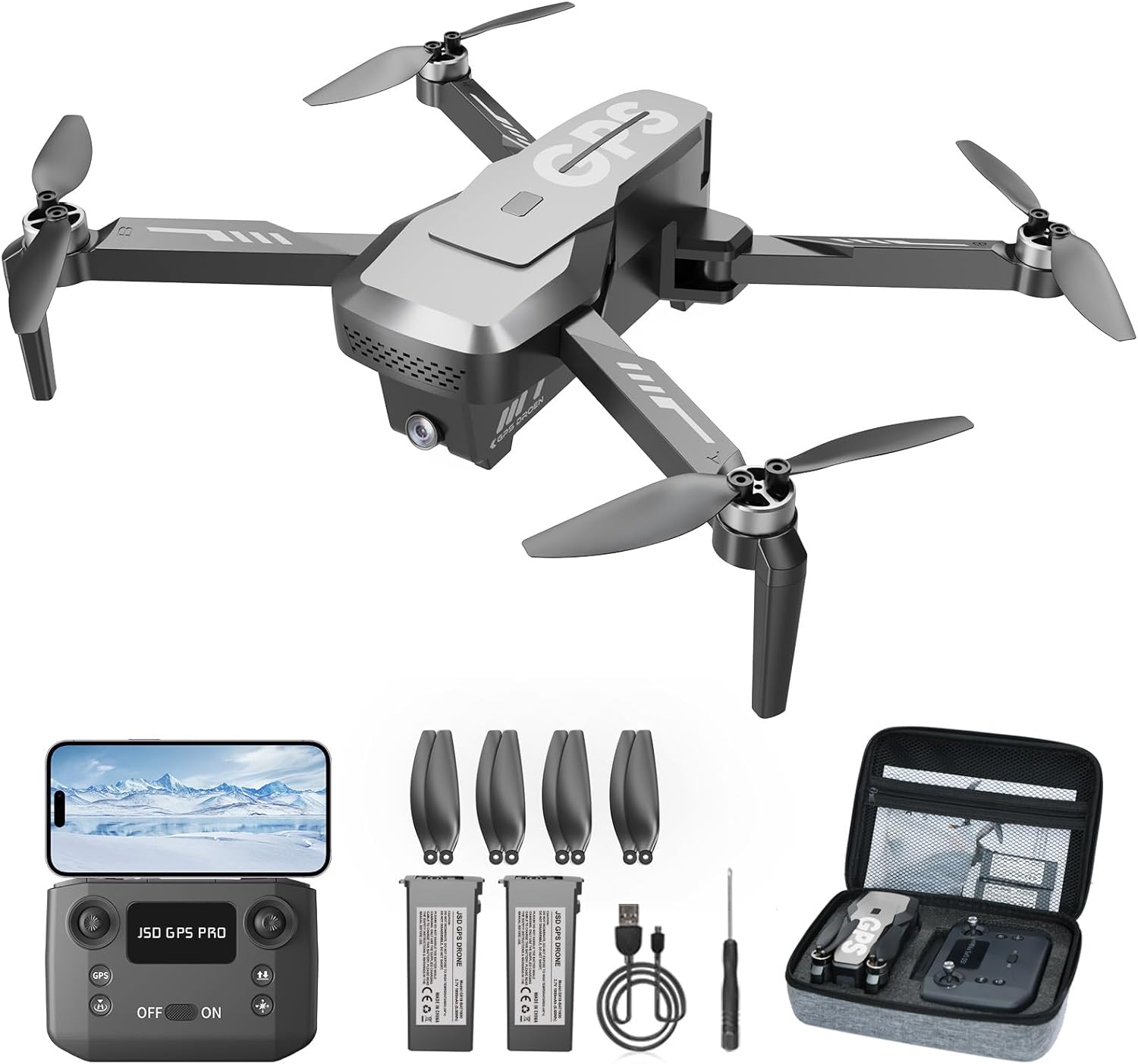 Drones with Camera for Adults 4K - GPS Drone with Auto Return, Brushless Motor, Foldable Mini RC Quadcopter for Kids Beginners with FPV Live Video, Follow Me, 2 Batteries Long Flight Time Under 249g