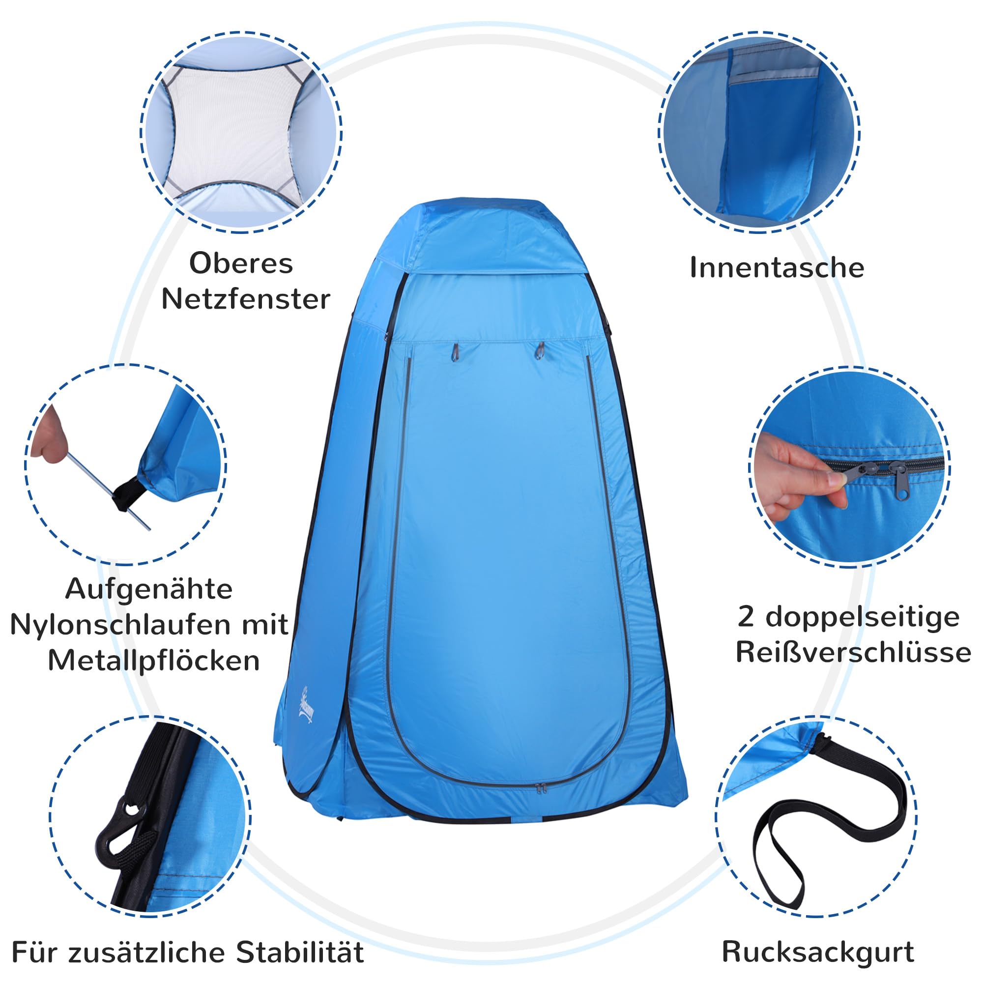 Outsunny Pop-up Duschzelt, tragbare Toilettenzelt mit Tragetasche Fenster Mobile Umkleidezelt WC Zelt Privatsphäre Toilette Umkleidekabine Wurfzelt Lagerzelt für Outdoor Camping Strand