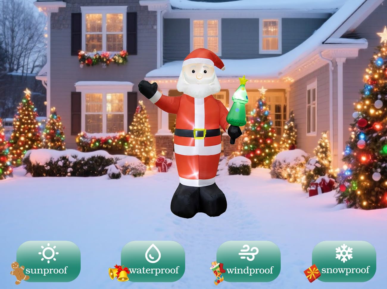 Condition photo showing New/Like New for 8ft inflatable santa claus outdoor christmas decoration - blow up santa claus with built-in led lights for garden lawn