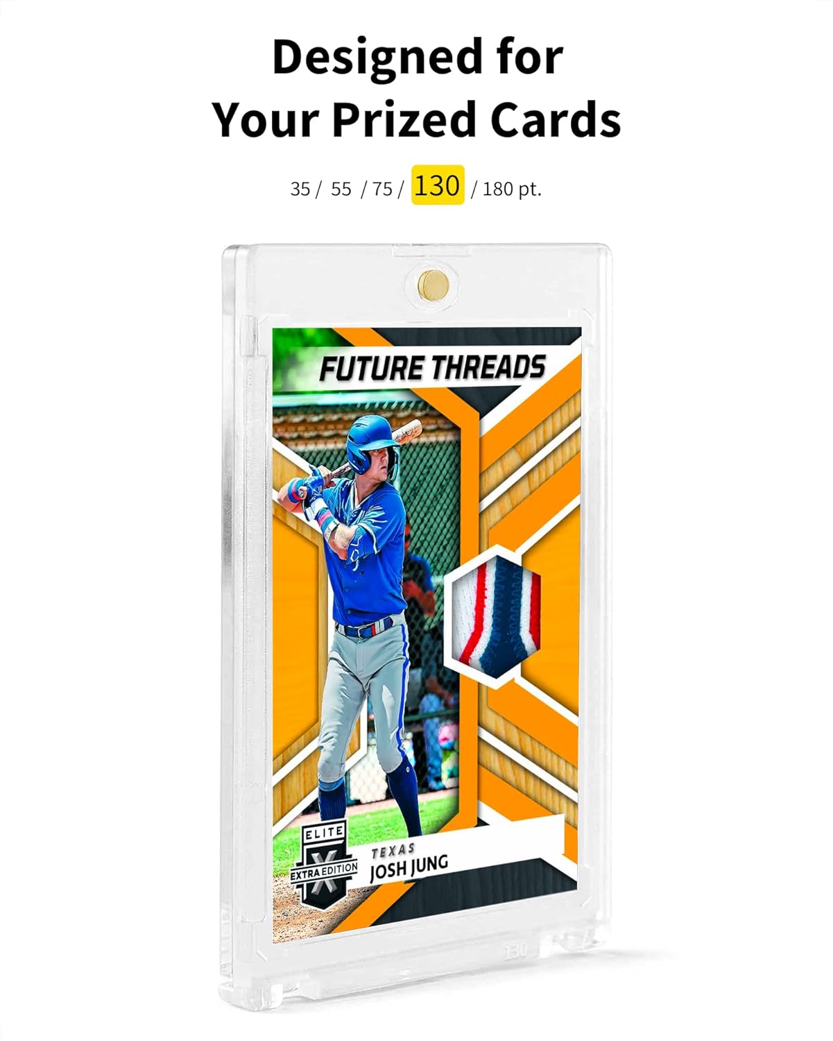 130pt Magnetic Card Holders for Trading Cards - White Clear One Touch Hard Cases, 20 Pack