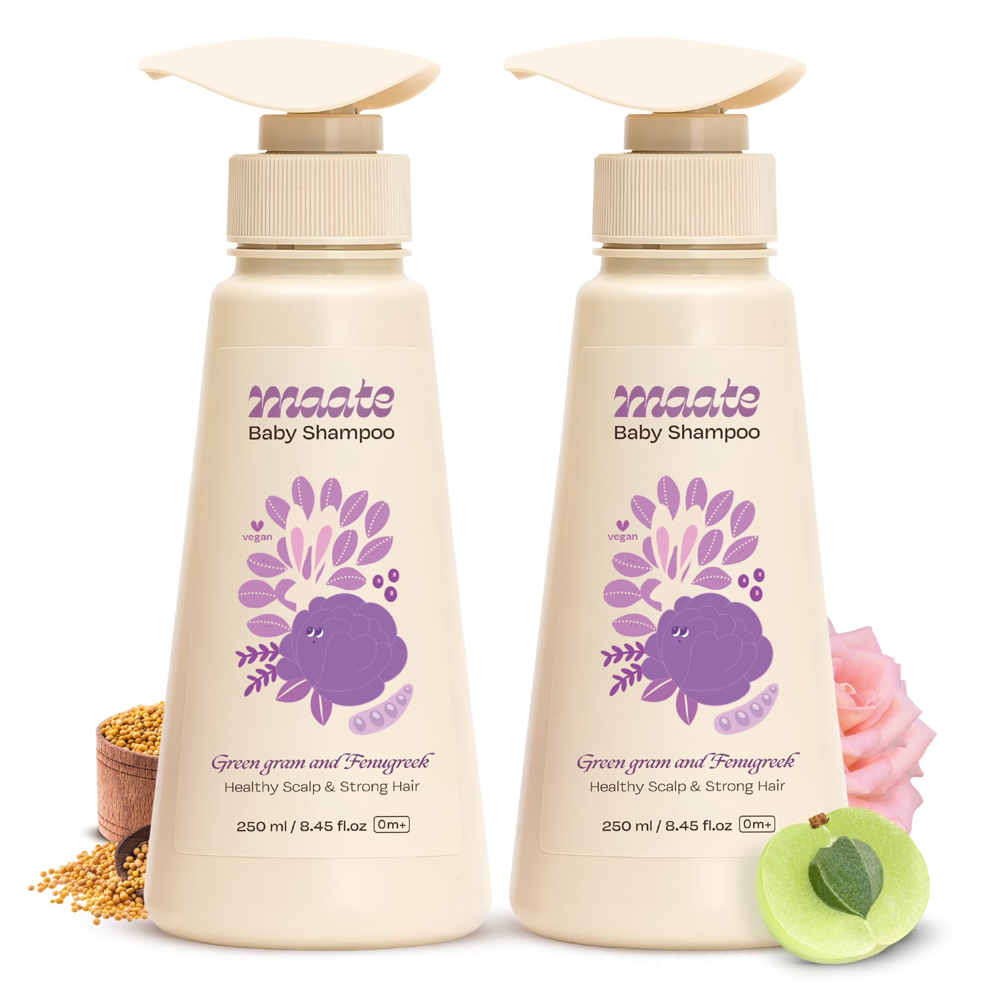 Baby Shampoo (Pack of 2*250 ml) | Deep Cleanses, Nourishes Scalp & Hair | With Ayurvedic Herbs Shikakai & Amla | Baby Shampoo For Kids 0-12 Years | Baby Hair Shampoo |Tear Free & Chemical Free
