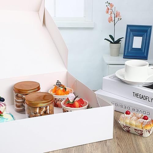 Miniatura 5 de Paquete de 10 cajas de pastel de 19 x 14 x 4 pulgadas, cajas de cartón para tartas, cajas rectangulares grandes para pasteles, caja de repostería de