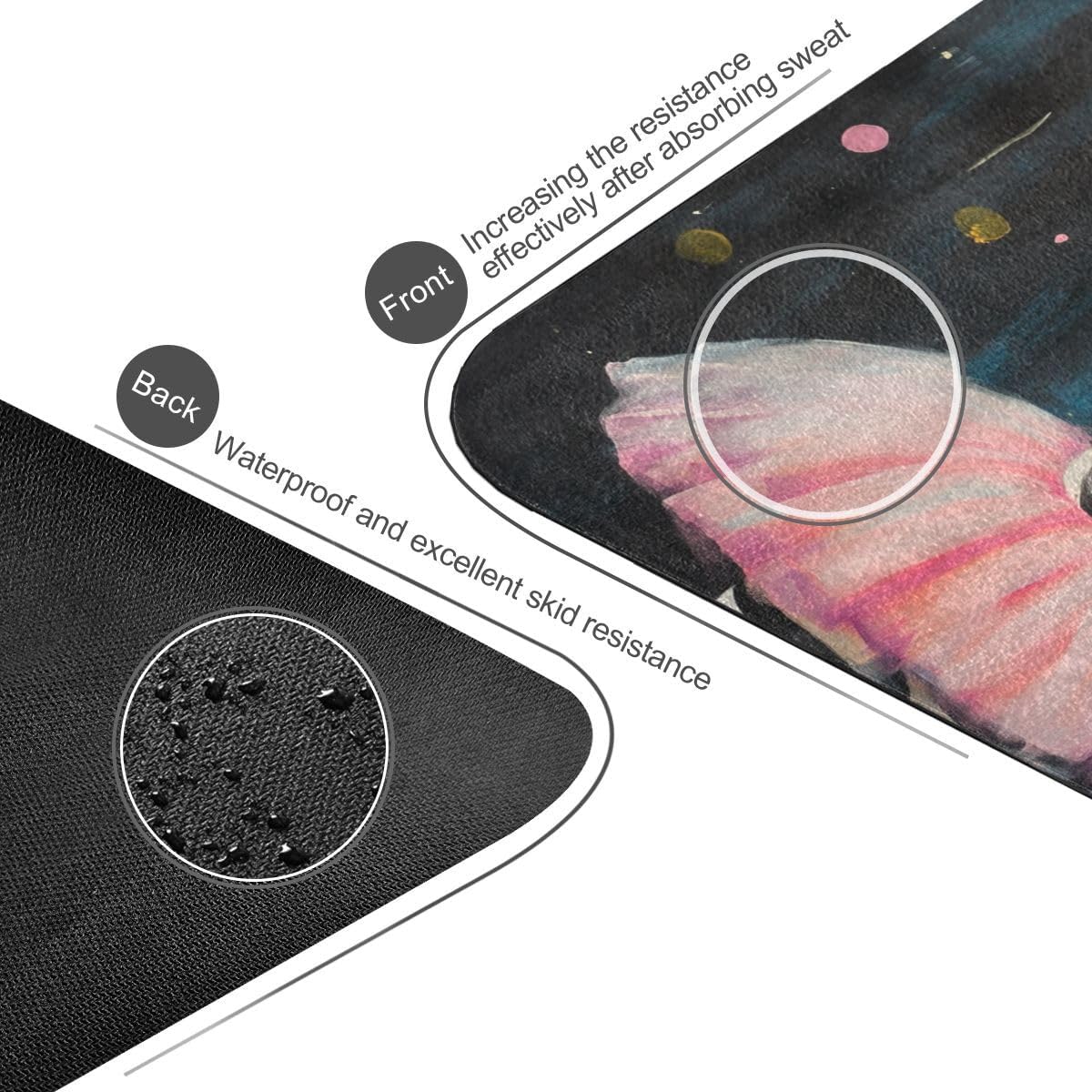 ALAZA Cute Party Zebra Wearing Skirt Yoga Mat Non Slip Fitness Exercise Mat, Workout Mat for Yoga, Pilates and Floor Exercises