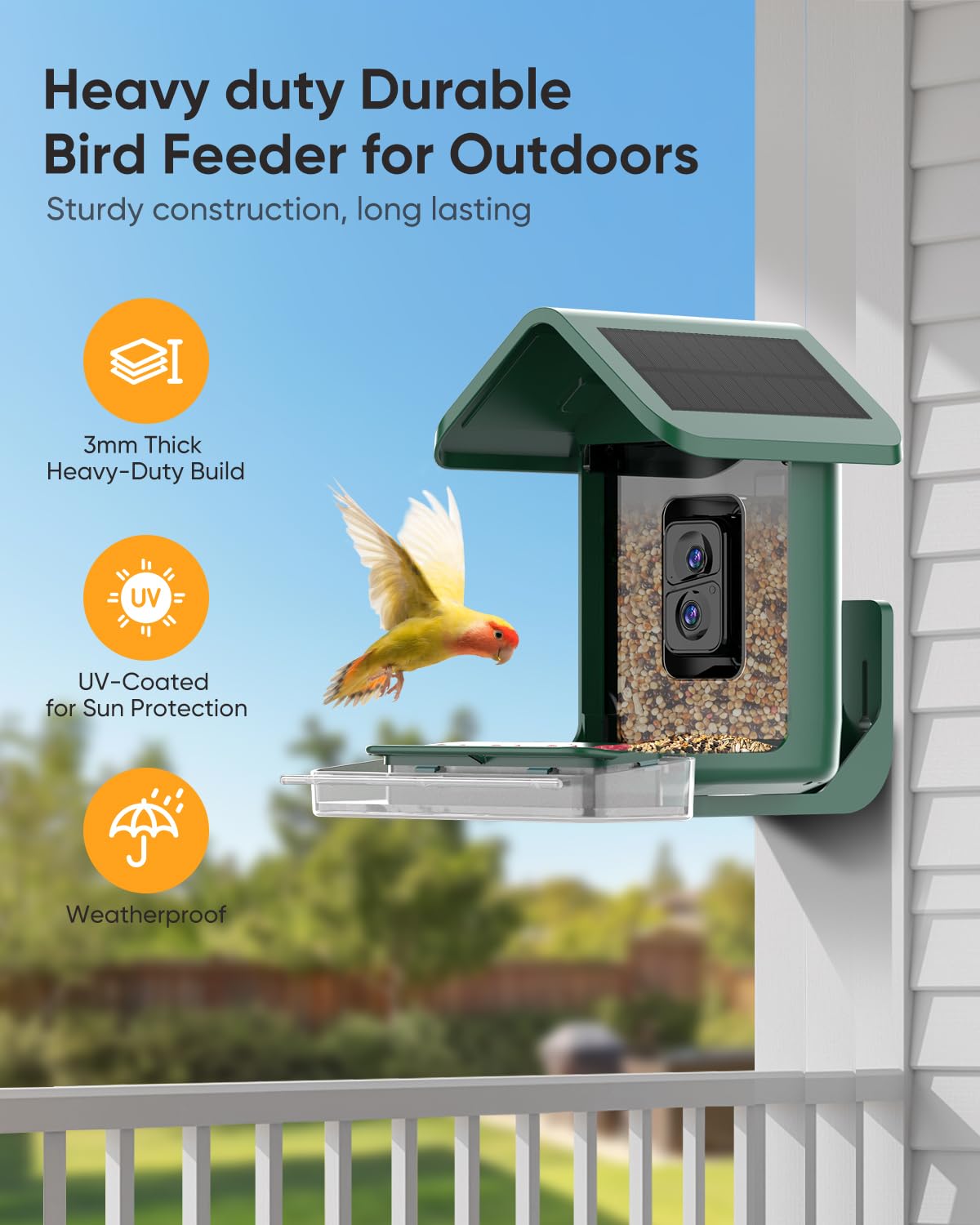 Comedero para pájaros con cámara, cámara alimentadora de colibríes alimentada por energía solar, captura automática inteligente de video y notificación de pájaros, regalo para los amantes de los