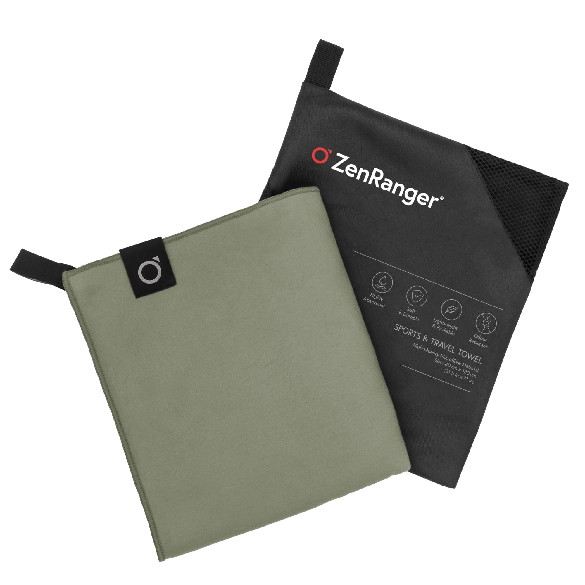 Zenranger Woodland Green Microfibre Travel & Sports Towel (180 Cm X 80 Cm) – Highly Absorbent, Soft & Durable, Lightweight & Packable, Odour Resistant – For Camping, Hiking, Beach, Yoga, Swimming (Woodland Green)