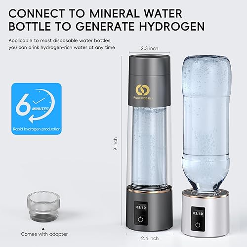 Miniatura 5 de Generador de botellas de agua de hidrógeno, hasta 6400 PPM y retención de hidrógeno de 12 horas, tecnología SPEPEM certificada por IHSA, portátil,