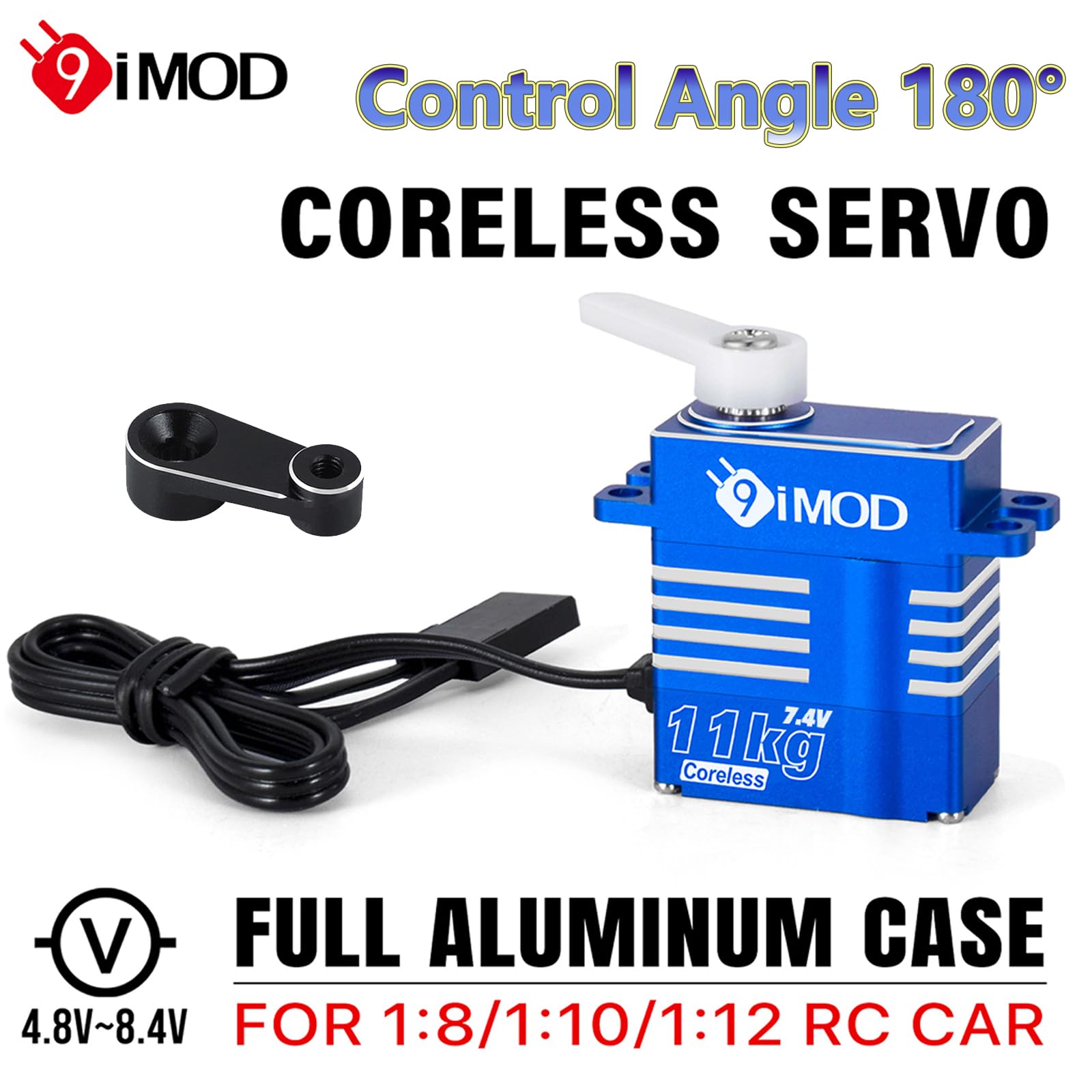 Servo micro servo impermeable de alto par para dirección de automóvil TRX4M TRX4MT 1/18 RC Crawler, piezas de actualización de orugas, servo digital de engranaje de metal sin núcleo de 7.4 V (ángulo