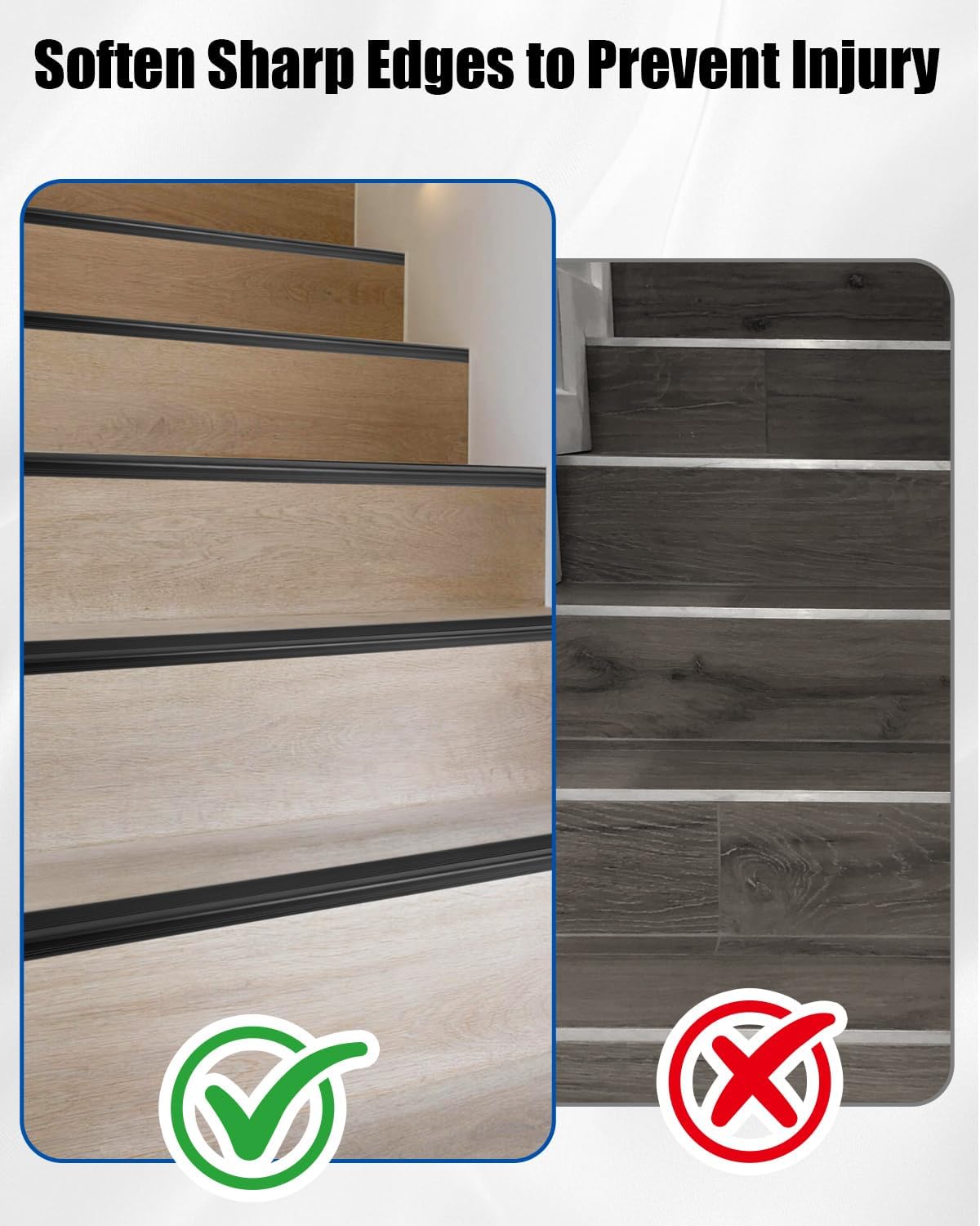 10PCS Aluminum Stair Nosing Edge Protector Black L-Shaped Trim 36 x 2In | Non-slip Waterproof Stair Edge Molding with Durable Aluminum Alloy Construction, Ideal for Indoor Outdoor Steps, Decks, Patio