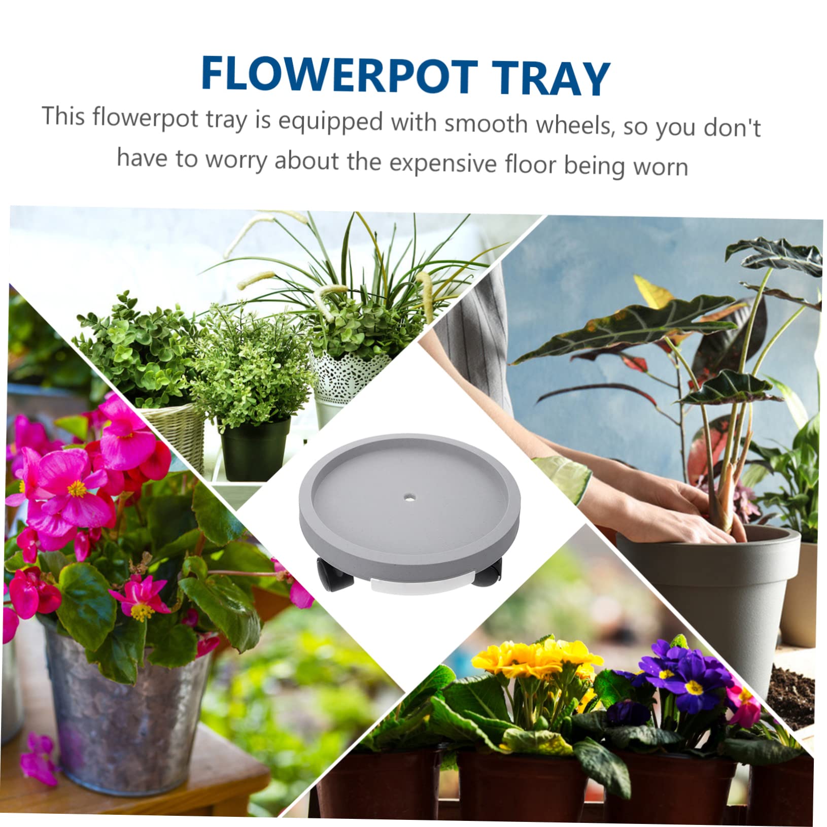 balacoo Removable Flower Pot Tray Plant Rollers Movable Plant Pot Tray with Wheels Plastic Planter Base Wheels