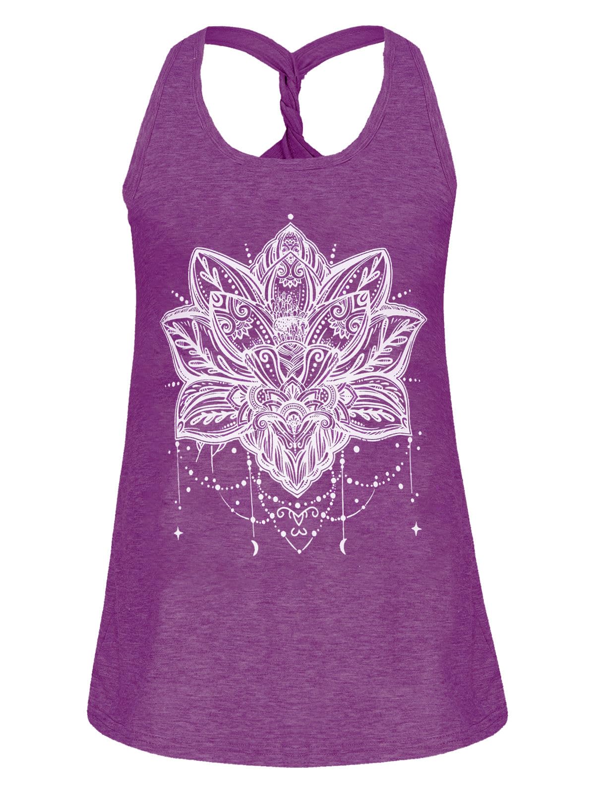 IRISGOD Womens Workout Tank Tops Summer Graphic Twisted Back Sleeveless Tops Athletic Gym Shirts