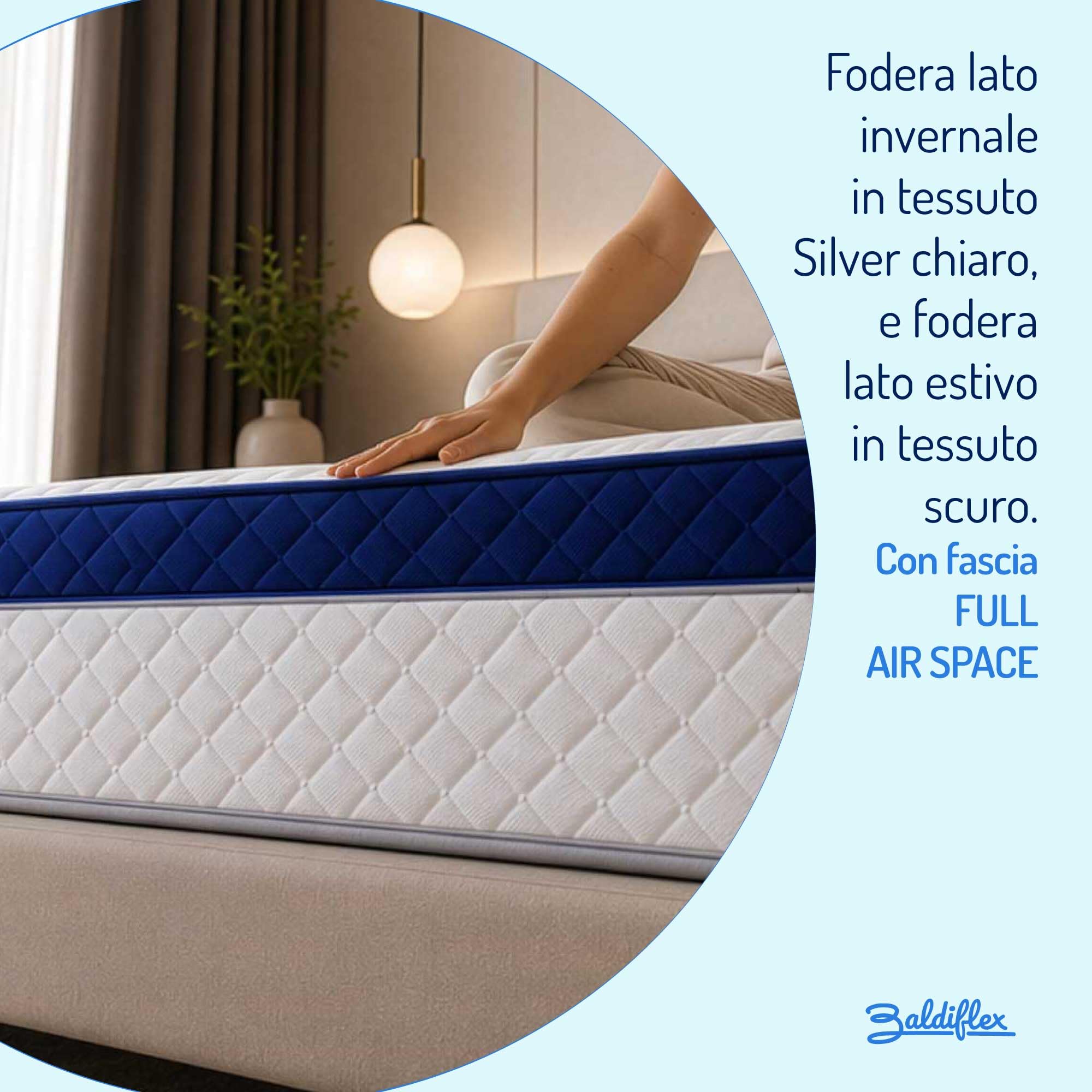 Baldiflex Materasso Una Piazza e Mezza Molle & Memory 5 cm Tago, con Fascia Full Air Sfoderabile e Lavabile a 9 Zone 120x200x26 cm