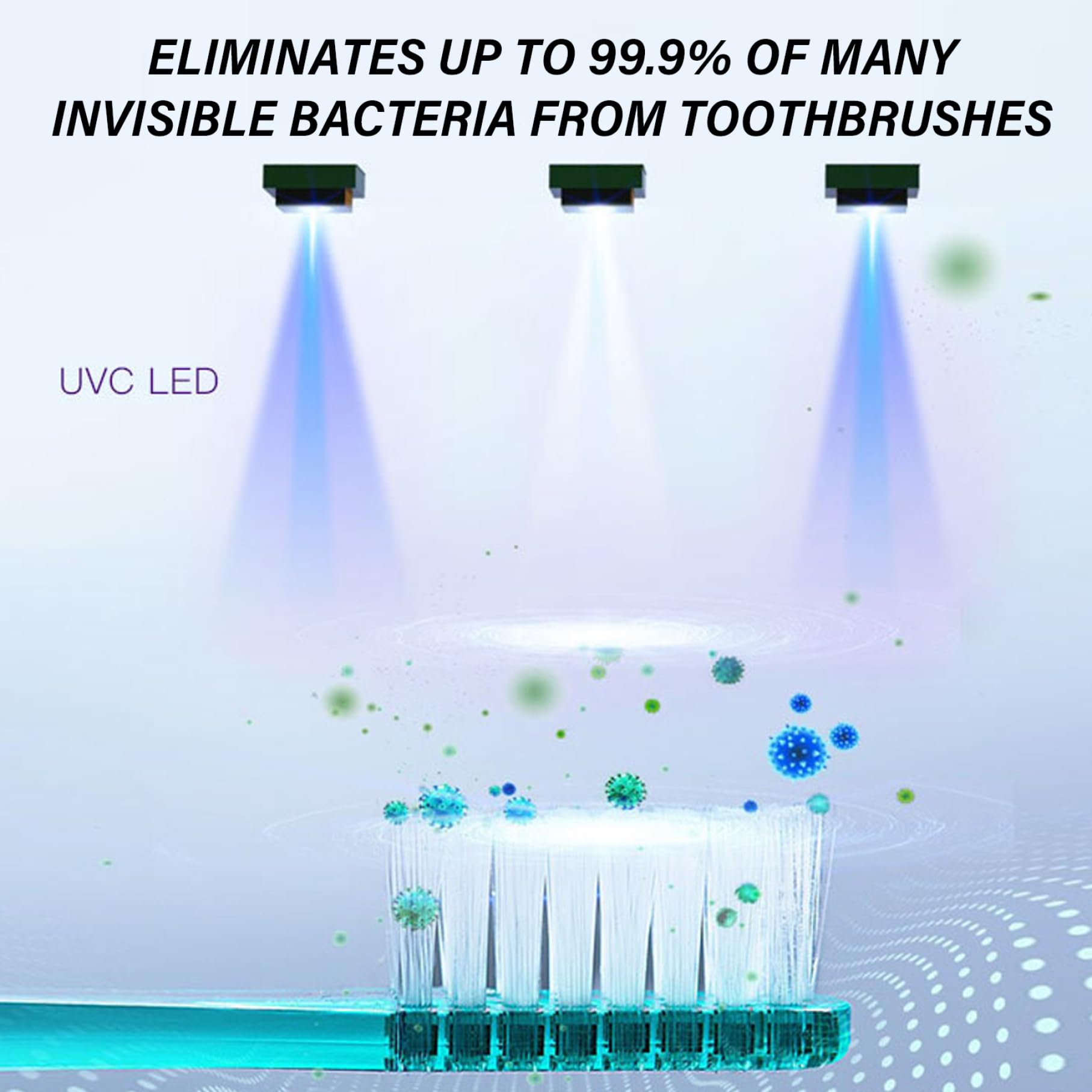 Desinfectante para cepillos de Dientes Secado Seguro Soporte para desinfectante para cepillos de Dientes UV automático Carga rápida Portátil y Soporte para Estilo eléctrico y Ordinario 2..