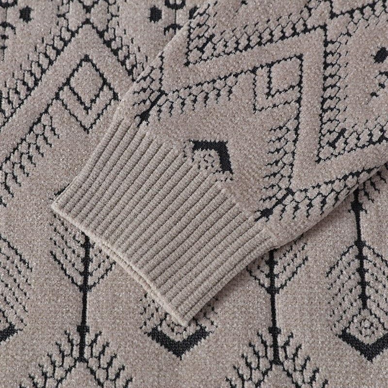 Men's Chenille Sweater Printing Round Neck Knitted Base Sweaters