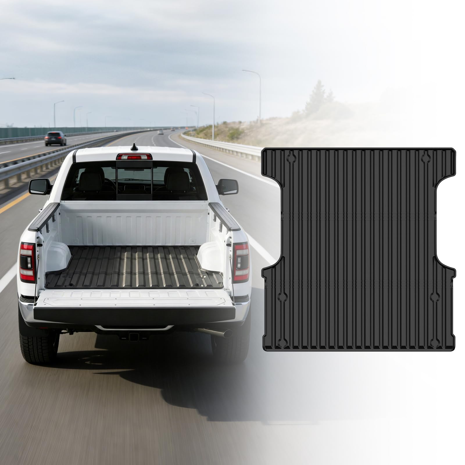 BDFHYK Truck Bed Mat for 2022-2026 Toyota Tundra CrewMax 5.5FT Short Bed, All-Weather TPE Bed Liner, Custom Fit Heavy Duty Waterproof Non-Slip Pickup Bed Mat, Not for Drop-in Liners