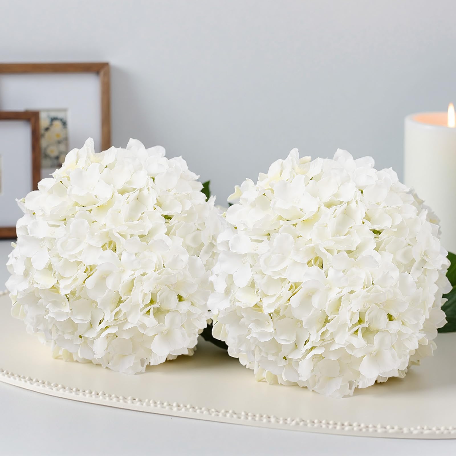 VEVOR Künstliche Blumen, 305 Stück weiße künstliche Hortensien aus Seide, weiße Kunstblumen mit Stielen für DIY Hochzeitssträuße, Tischdekorationen für Zuhause, Partytischdekorationen