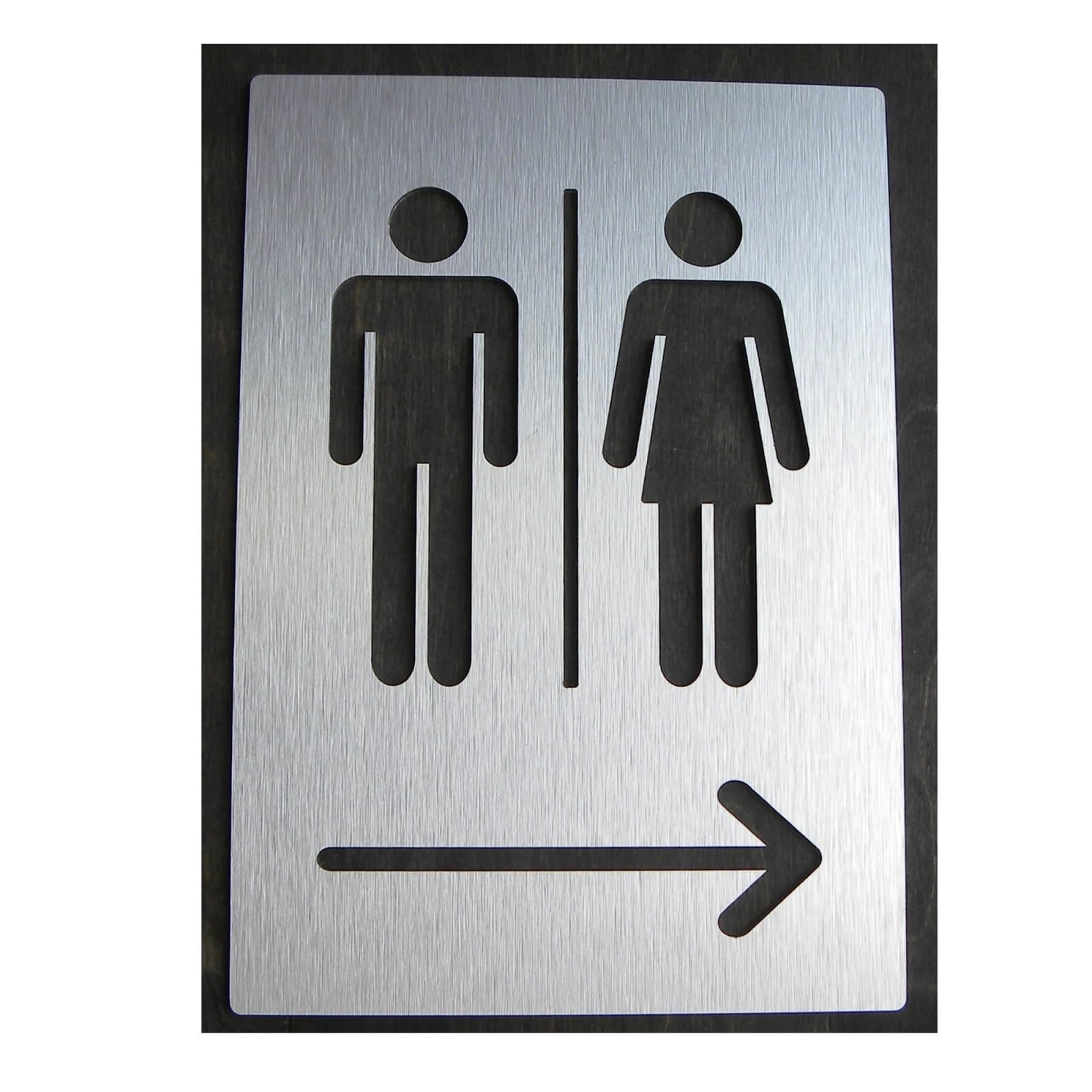 Signalisation des Toilettes Plaque De Signalisation Toilette, Autocollant Mural 3D For Porte Salle Lavage, Wc Publics pour Magasin, Bureau, Restaurant(Silver,30X20CM)