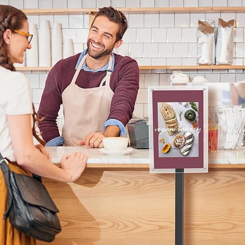 Miniatura 2 de DISPLAYSWORKER Soporte de pie ajustable y resistente para letreros de pedestal, soporte de acrílico para póster, piso de pie para 8.5 x 11 pulgadas,