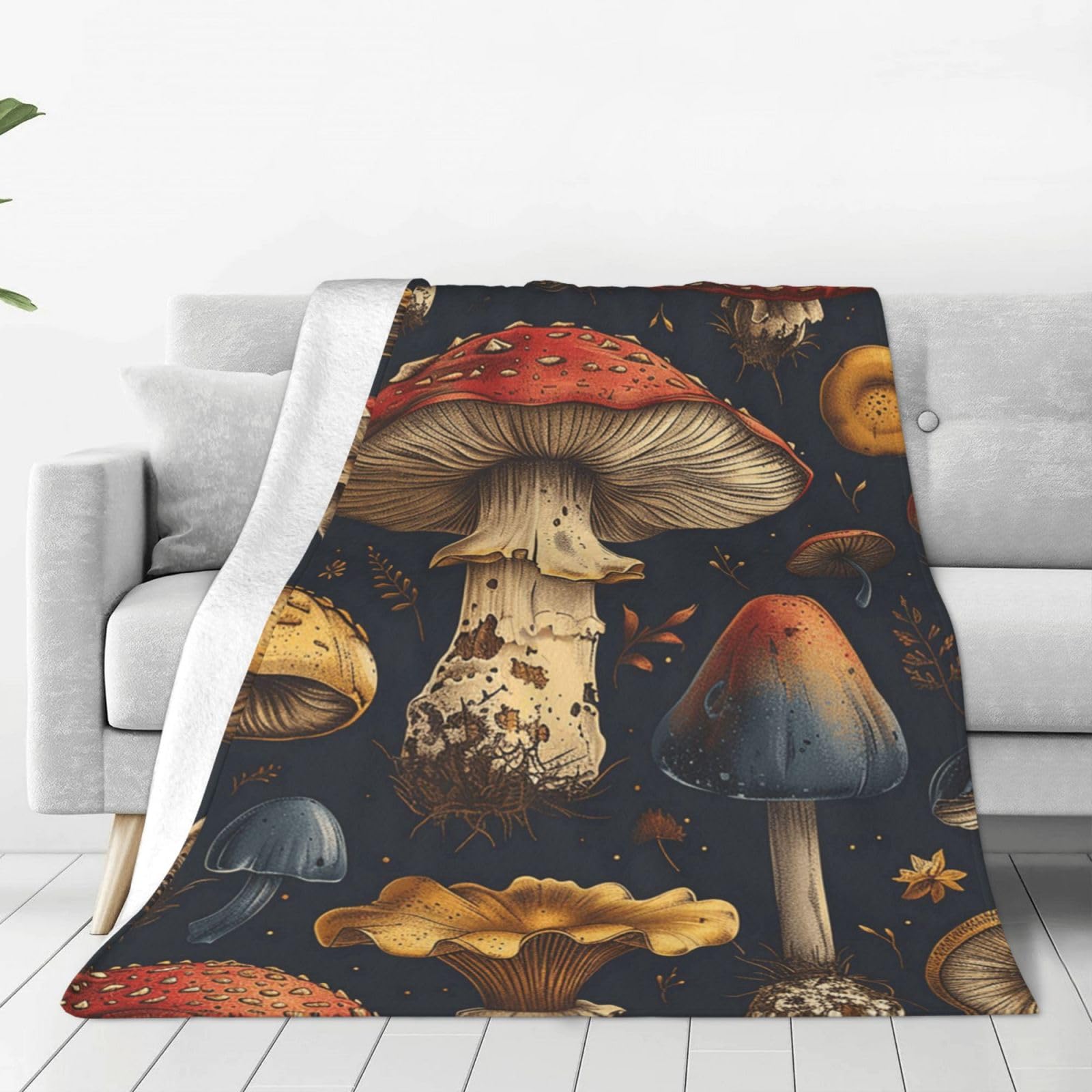 MXZERFKGLA Throw Blanket for Couch Thick Soft Fleece Blankets Warm Cozy Air Conditioning Quilt All Seasons Mushroom Blanket Lightweight Flannel Fuzzy Blankets for Bed Couch Living Room Sofa 40"x30"