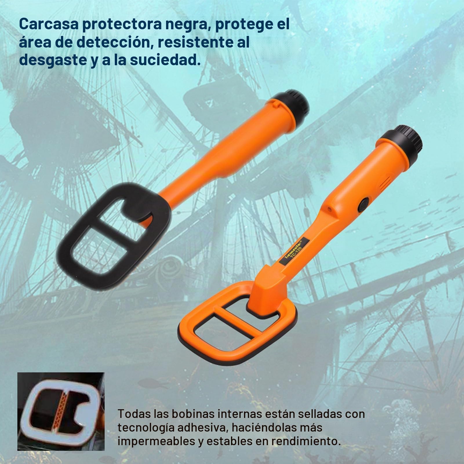Detector de Metales Subacuático de Mano, Detector de Metales Impermeable de 9,84 Pies para Adultos, Detector de Metales Ligero Buscador de Oro con LED e Indicador de Encendido