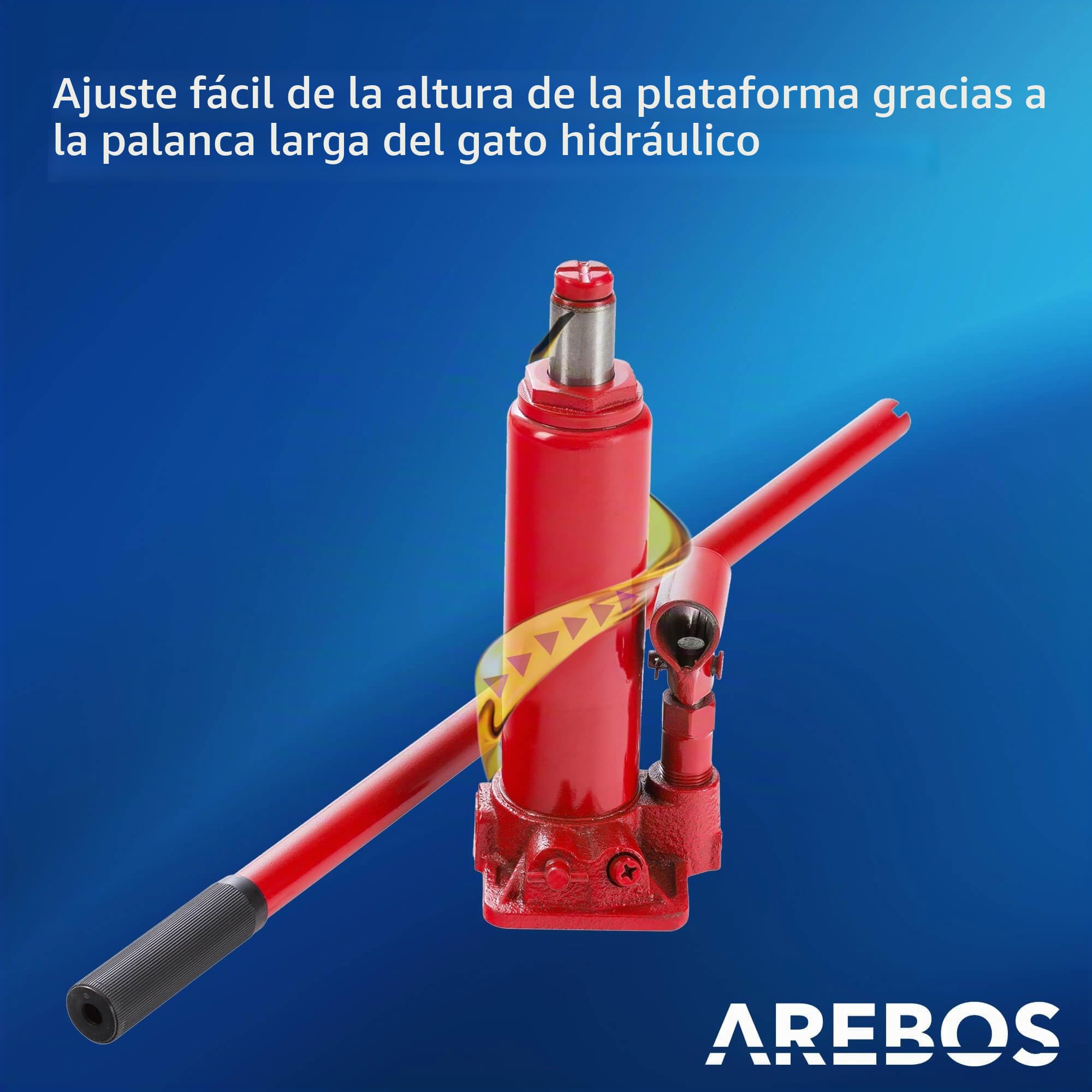 Arebos Rampa hidráulica Ajustable | Gatos para Coche | Soportes de Ejes | Rampas de Carga para vehículos | 2 T | de Levantamiento y Carga | Regulable en Altura de 290 a 375 mm