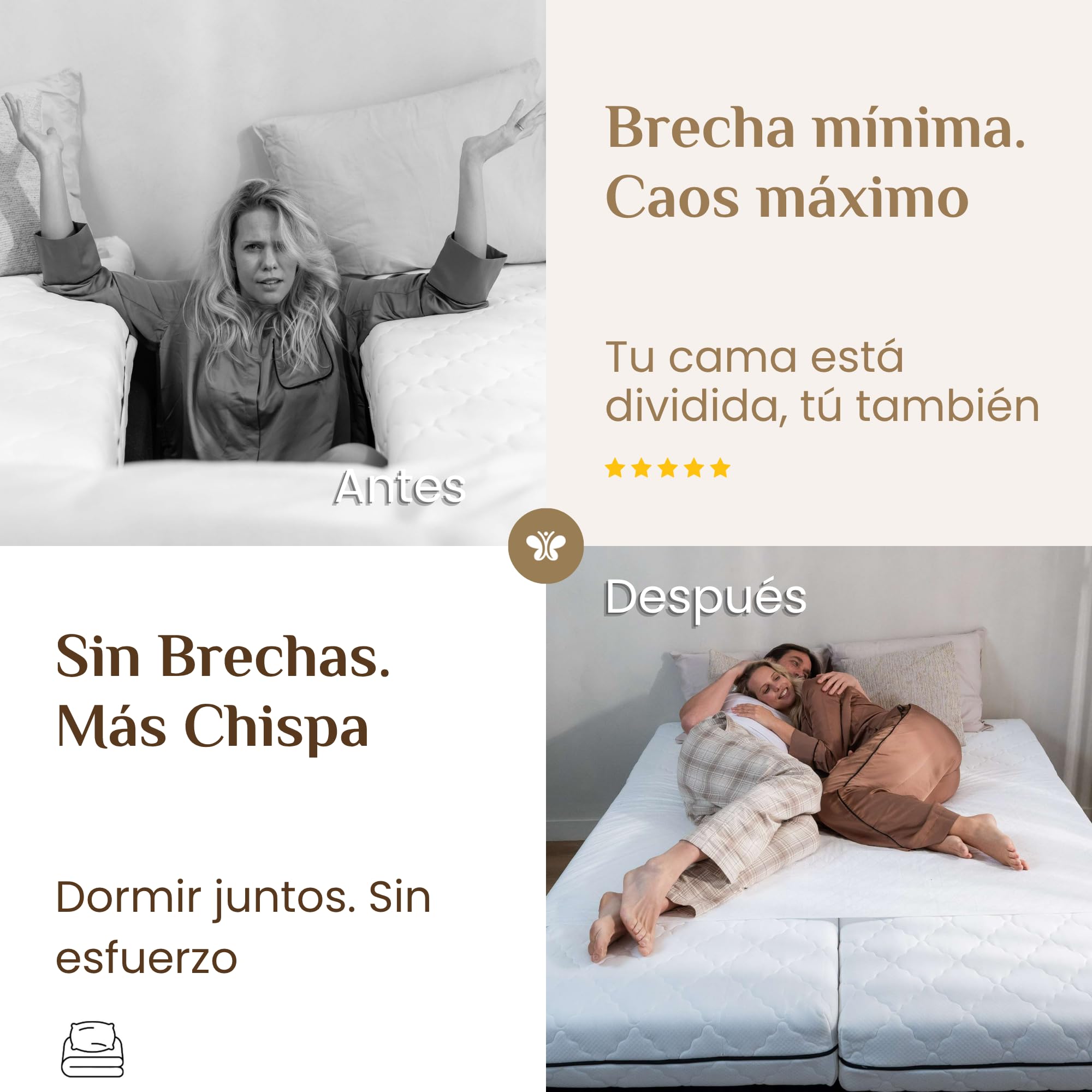 Cuña Unir Colchones - Ajustador De Camas para Unir Dos Colchones de 90 - Funciona Muy Bien con Mattress Topper Double Bed y reemplaza Cama Puente