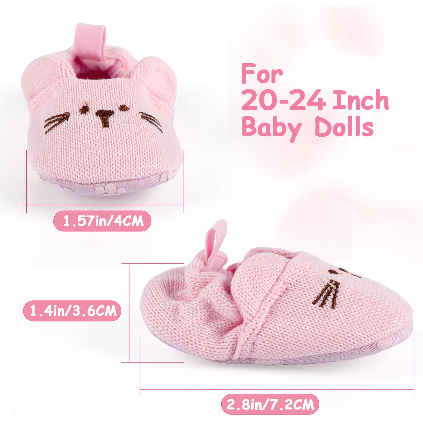 Zapatos de muñeca de bebé para muñecas de 20 a 26 pulgadas, zapatos de muñeca Reborn con bonitos patrones de patas, se ajustan a muñecas realistas para niñas, solo zapatos de muñecas Reborn 3