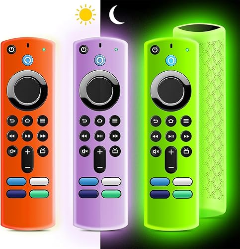 3 Pack ONEBOM Silicone Protective Remote Case Cover, Silicone Control Cover Skin Glow in The Dark(Green&Purple&Orange)