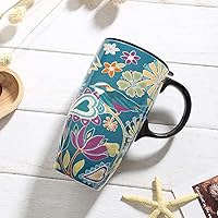 Vista 2 de DUSVALLY Taza de Café de Viaje Taza de Café de Cerámica Taza de Café con Tapa Tazas de Viaje Taza de Café de Lata Taza de Café Alta Tazas de Viaje